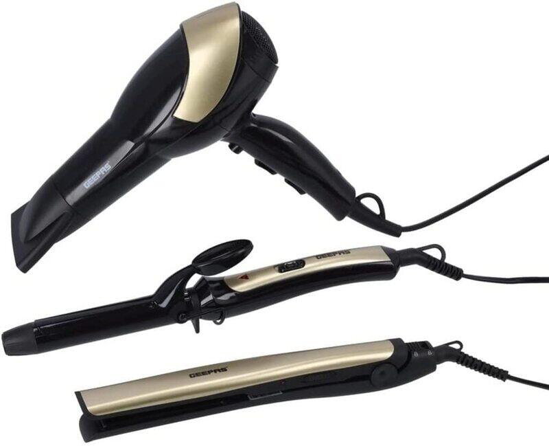 

GEEPAS 3-IN-1 Beauty Hair styling set with Dryer, Straightener and curler - 2200W