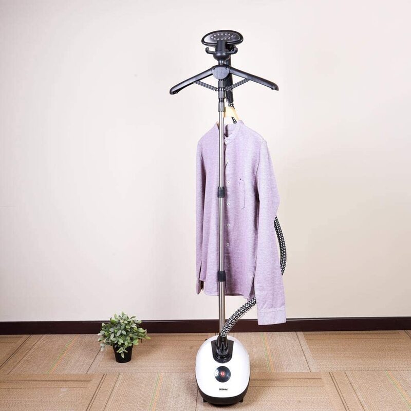 Geepas Garment and Fabric Streamer 1580W - Fast Heat Vertical Clothes Steamer, Dual Steam Levels, 3600 Rotatable hangers - Instant Heat Up/ 1.5L Large Water Tank