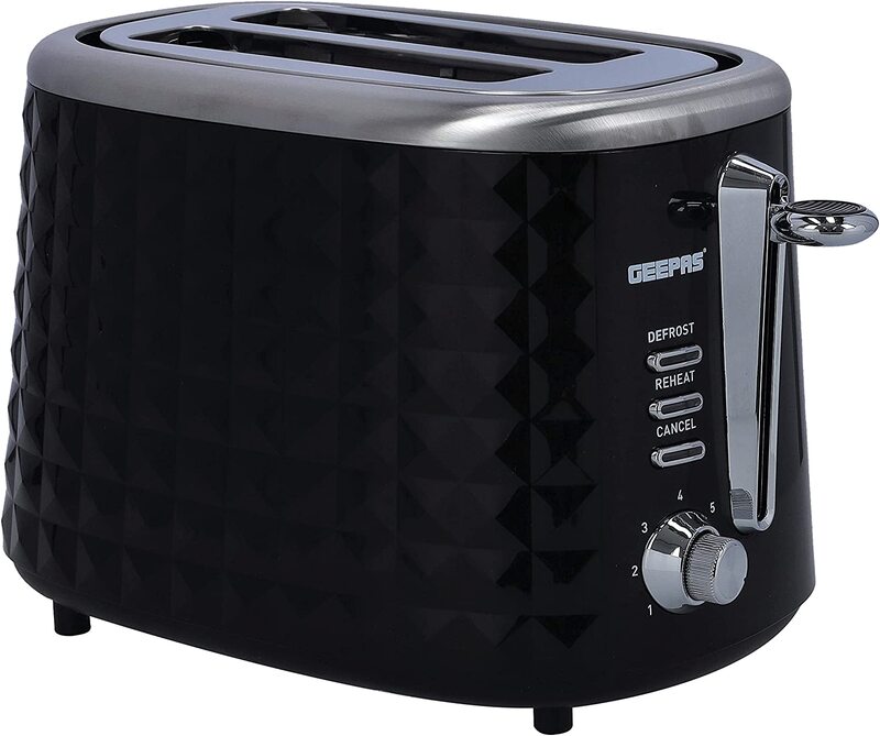 Geepas Geepas 850W 2 Slice Bread Toaster AdjUStable 7 Browning Control 2 Slice Pop Up Toaster With Removable Crumb Collection Tray, Black, GBT36536