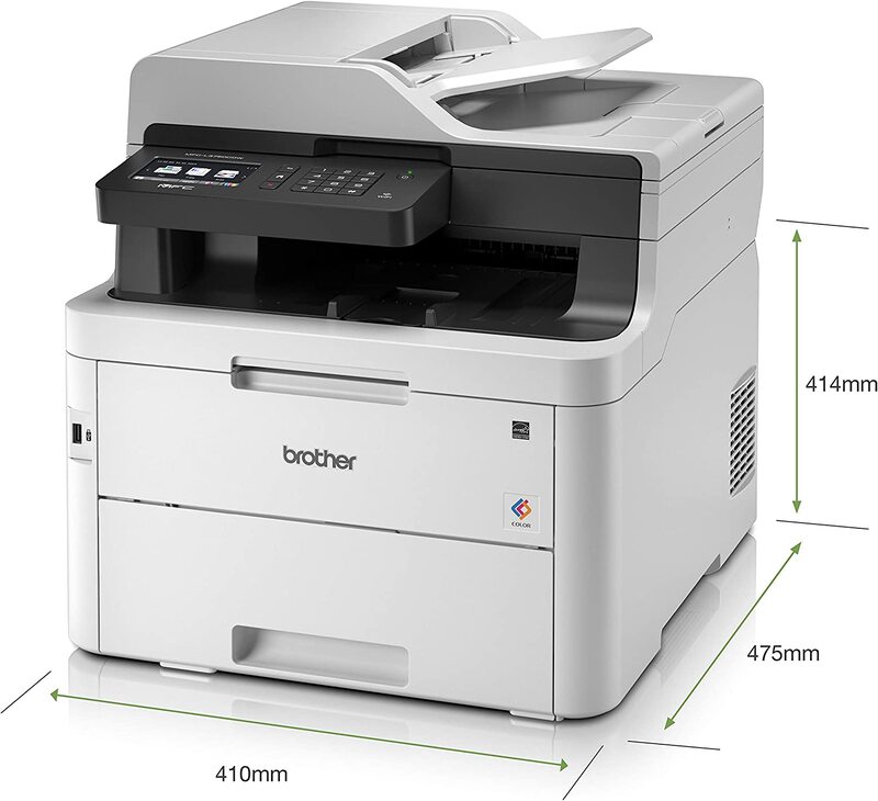 Brother MFC-L3750CDW Colour Laser Printer - All-in-One, Wireless/USB 2.0, Printer/Scanner/Copier/Fax Machine, 2 Sided Printing, 24PPM, A4 Printer, Small Office/Home Office Printer