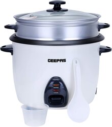 Geepas 1.5L Rice Cooker Steamer with Non-Stick Cooking Pot  500W Automatic Cooking, Steam Vent Lid & Simple One Touch Operation Make Rice, Steam Healthy Food & Vegetables 