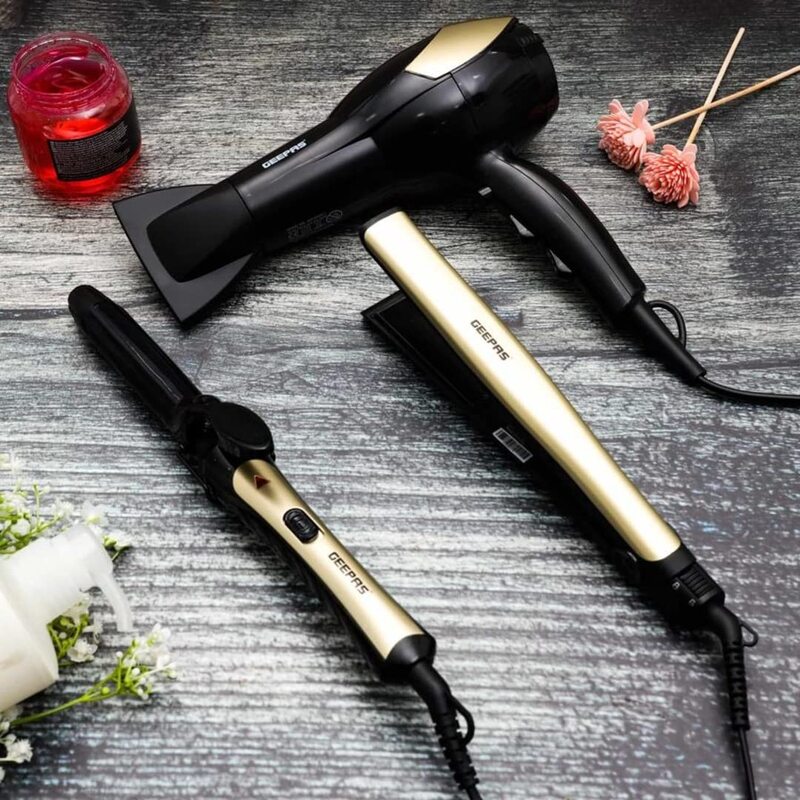 GEEPAS 3-IN-1 Beauty Hair styling set with Dryer, Straightener and curler - 2200W