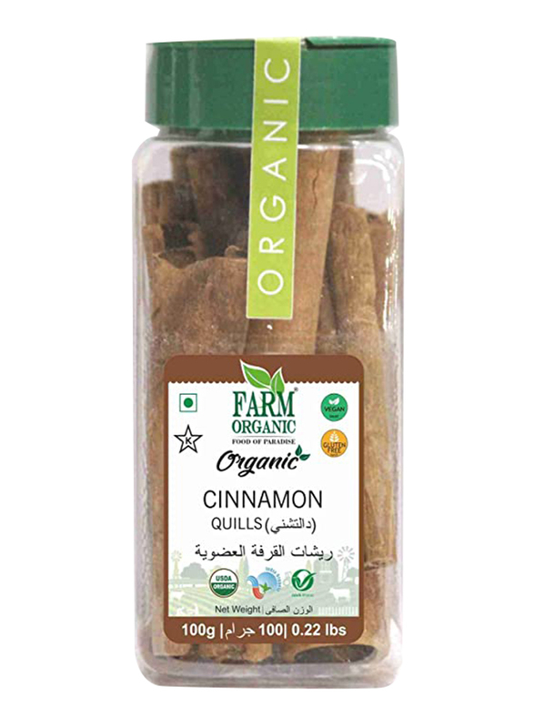 Farm Organic Gluten Free Cinnamon Quills (Dalchini), 7cm, 100g