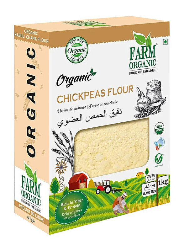 

Farm Organic Gluten Free Dollar Chickpeas (Kabuli Chana) Flour, 1 Kg