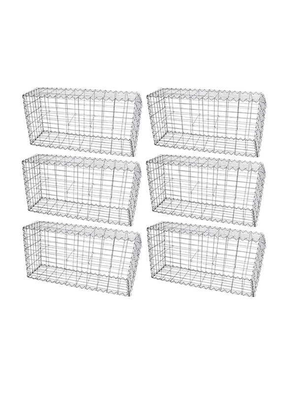 Admax Galvanised Steel Gabion Baskets with Outdoor Spiral, 100 x 50 x 30cm, Silver