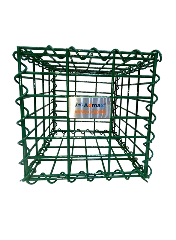 Admax Galvanized Steel Welded Gabion Basket, 400 x 300 x 300mm, Green