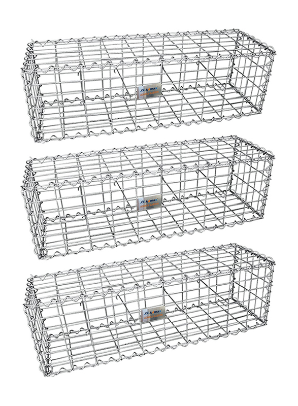 Admax Galvanised Steel Gabion Baskets with Outdoor Spiral, 1000 x 500 x 300mm, Silver