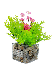 Admax Mini Decorative Gabion Basket with Shiny Pebbles, 125 x 150 x 125mm, Silver