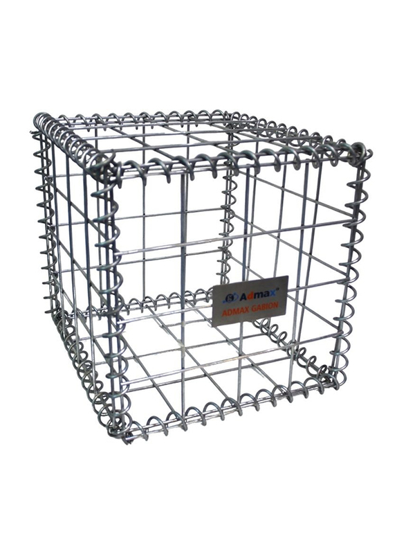 Admax Galvanized Steel Welded Gabion Basket, 330 x 330 x 330mm, Silver