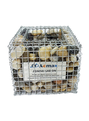 Admax Mini Decorative Gabion Basket with Shiny Pebbles, 125 x 125 x 125mm, Silver