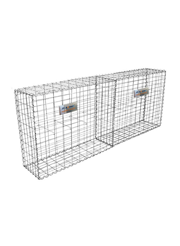 Admax Galvanised Steel Gabion Baskets with Outdoor Spiral, 1000 x 950 x 300mm, Silver