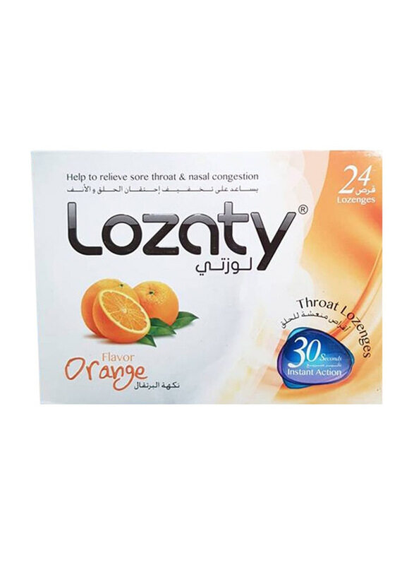 

Lozaty Orange Flavour Sore Throat Lozenges, 24 Lozenges