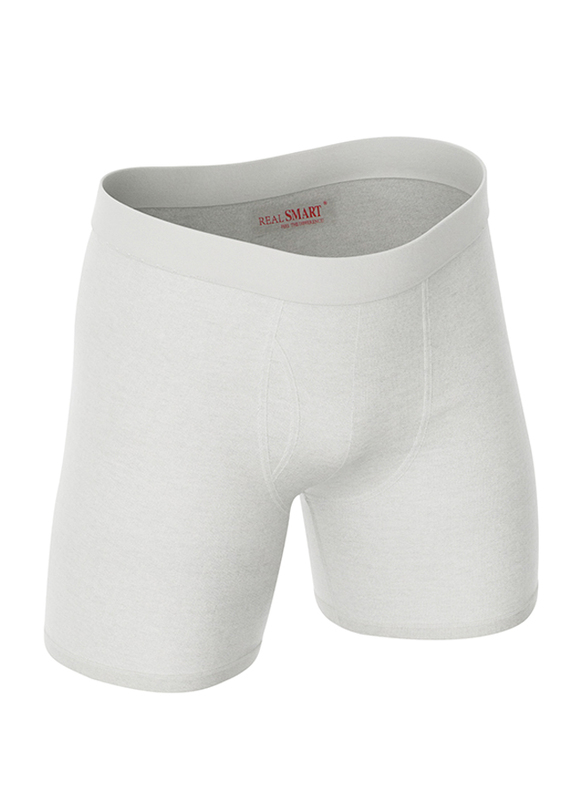 Real Smart 3-Piece Boxer Briefs Trunk Underwear Set for Boys, 7-8 Years, White
