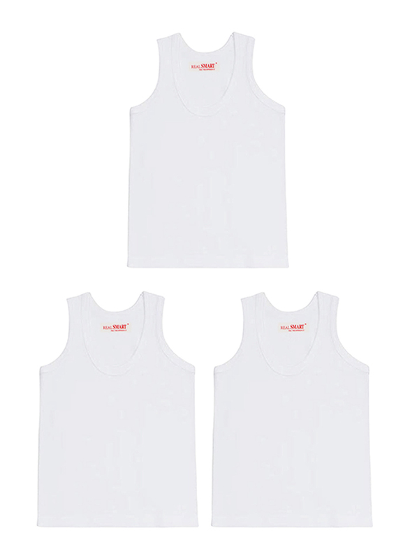 

Real Smart 3-Piece Sleeveless Round Neck Undershirt Vest Tank Top Set for Men, 4XL, White