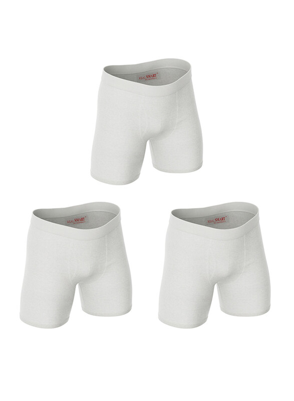 

Real Smart 3-Piece Boxer Briefs Trunk Underwear Set for Boys, 5-6 Years, White