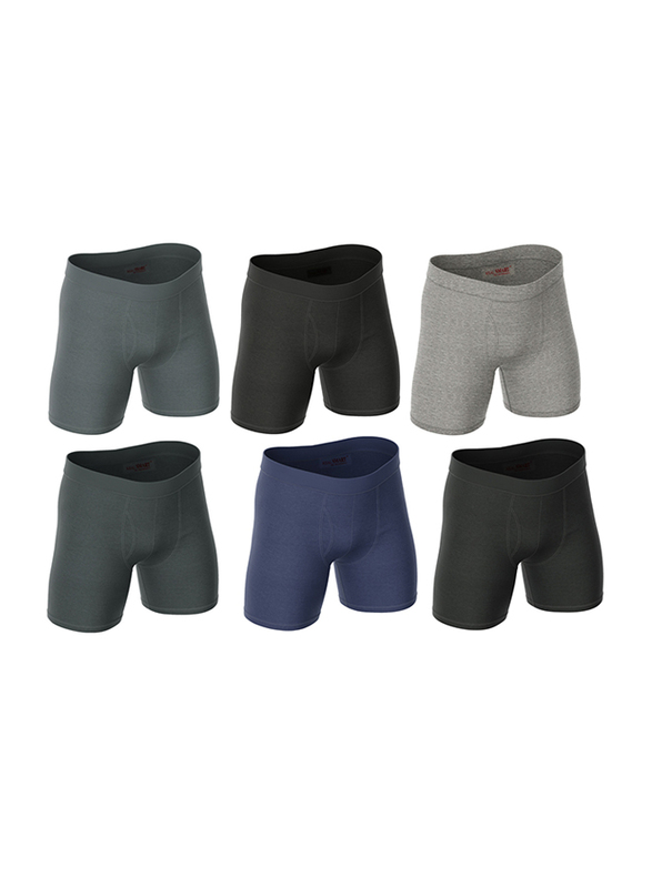 Real Smart 6 Piece Boxer Briefs Trunk Underwear Set for Men