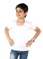 EAZY 3-Piece Cotton Undershirt Round Neck Vest T-Shirt Innerwear for Boys Aged 5-6 Yrs., White