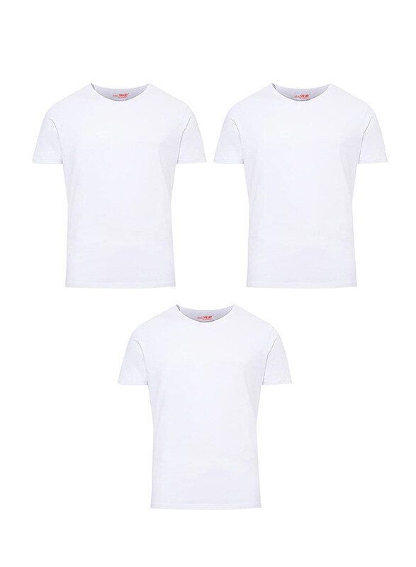 

Real Smart 3-Piece Short Sleeve Round Neck Undershirt T-Shirt Set for Boys, 13-14 Years, White