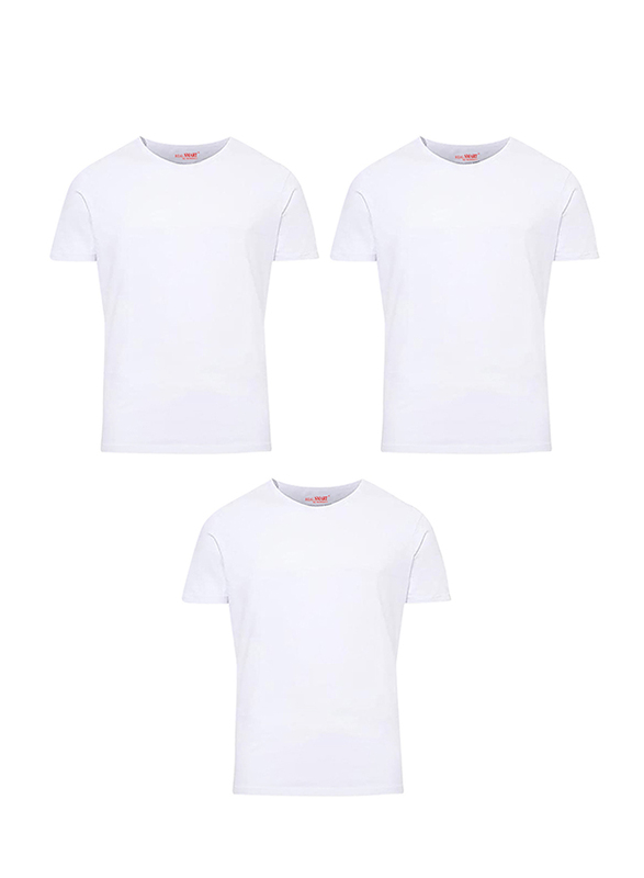 Real Smart 3-Piece Short Sleeve Round Neck Undershirt T-Shirt Set for Men, 4XL, White