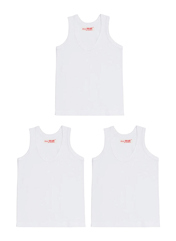 Real Smart 3-Piece Sleeveless Round Neck Undershirt Vest Tank Top Set for Men, Double Extra Large, White