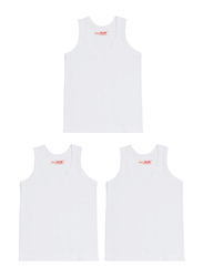 Real Smart 3-Piece Sleeveless Round Neck Undershirt Vest Tank Top Set for Men, Double Extra Large, White