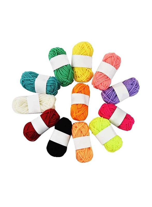Dainerisy Assorted Kids DIY Knitting & Crochet Yarns, 12-Piece, Multicolour