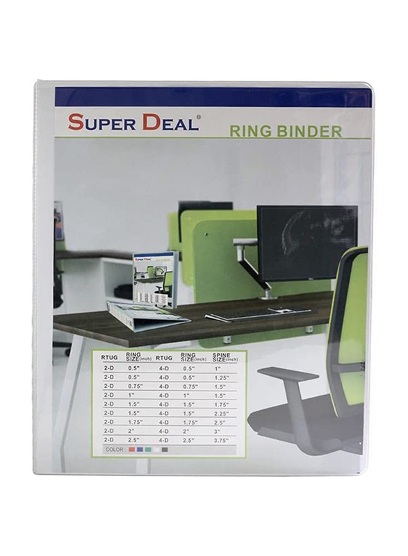 Super Deal 2D Ring Binder, A4 Size, 3-inch Spine, White