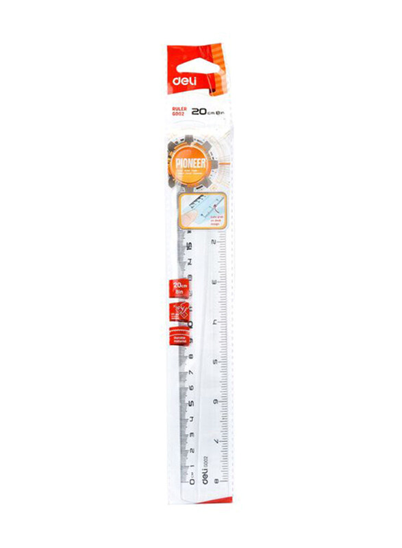 

Deli EG00212 Plastic Ruler, 200mm, Clear