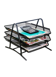 Arlrich 3-Tier Metal Desk Organizer and Storage with Sliding Tray for Letters, Paper & Document Files, Black