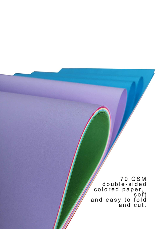 Vrandu Double-Side Coloured Paper Set, 100 Sheets, 70 GSM, A4 Size, Multicolour