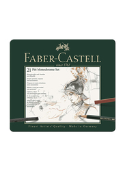 Faber-Castell 21-Piece Pitt Monochrome Wooden Pencil Set, 112976, Multicolour