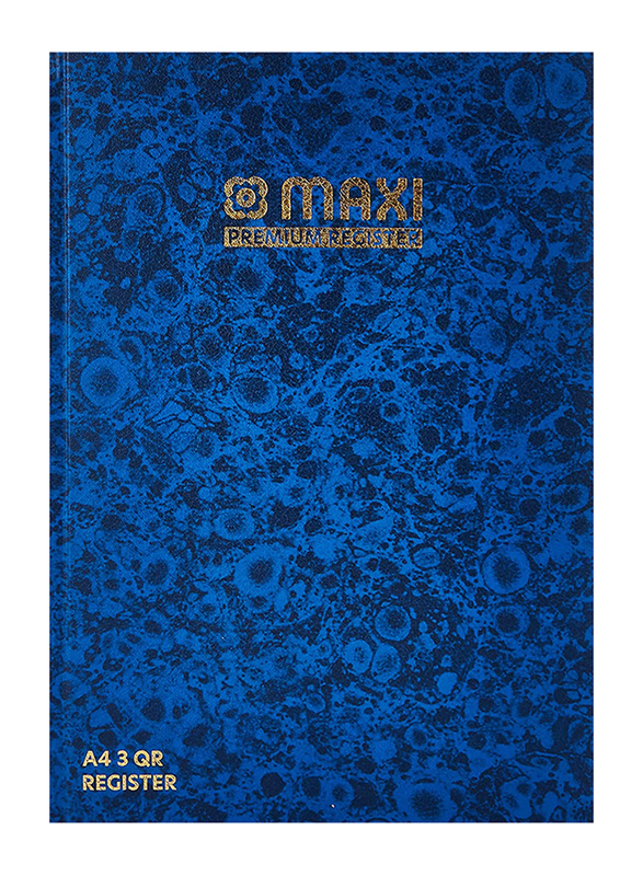 Maxi Premium Register Book, 60 GSM, A4 Size, 144 Sheets, ‎MX-A43QR, Blue