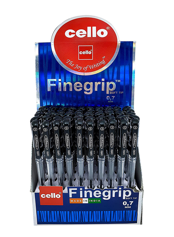 Cello 50-Piece Finegrip Ballpoint Pen, 0.7mm, Black