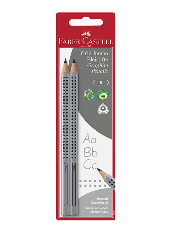 

Faber-Castell 2-Piece Jumbo Grip Graphite Pencils Set B, FC111997, Silver/Black