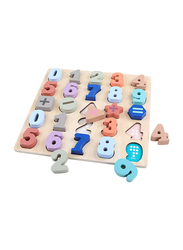 East Orchid 50-Piece Large Alphabet ABC & Number Wooden Puzzles, Ages 2+, Multicolour