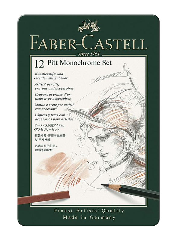 Faber-Castell 12-Piece Pitt Monochrome Pencil Set, Multicolour