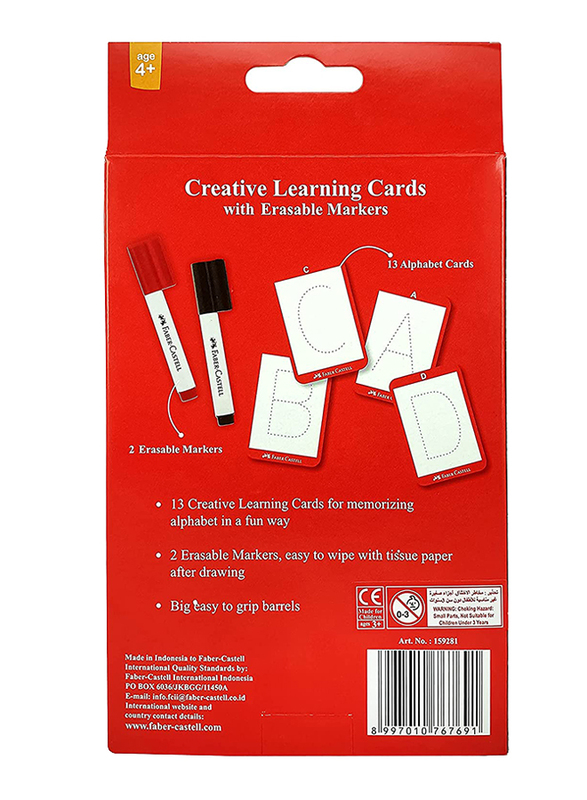 Faber-Castell Creative Learning Card with Erasable Markers, 15 Pieces, PL159280, Multicolour