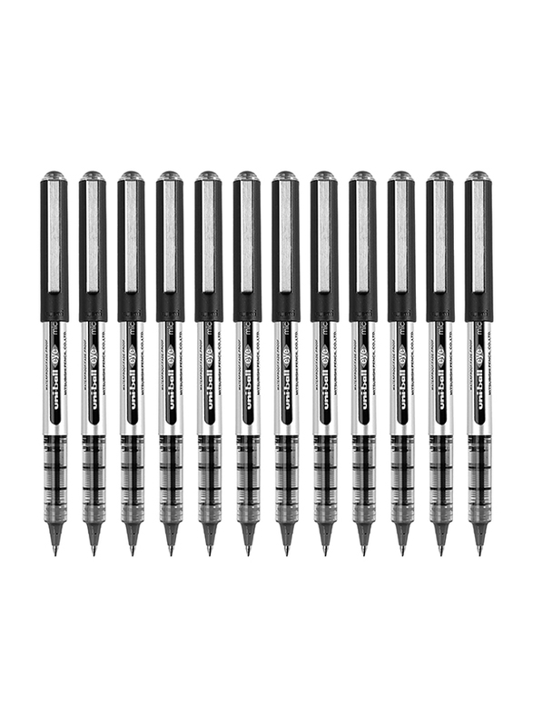 Uniball 12-Piece Eye Micro Rollerball Pen Set, 0.5mm, UB-150, Black