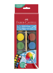Faber-Castell 12-Shade Watercolours with Brush, Multicolour