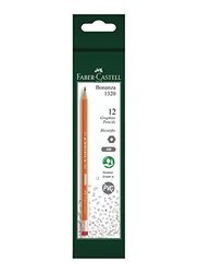 Faber-Castell Bonanza 1320 Graphite Pencil Hb with Eraser Tip, 4 x 12 Pencils, Orange/Black