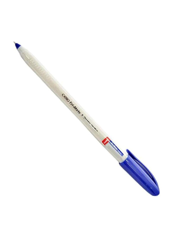 Cello 50-Piece Tri-Mate Ballpoint Pen, 1.0mm, Blue