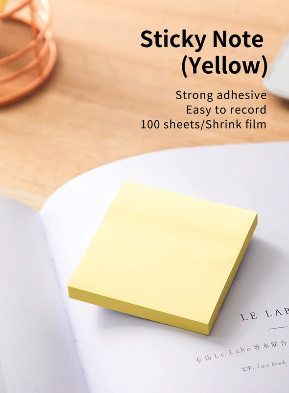 Deli Sticky Notes Set, 76 x 76mm, 100 Sheets, Yellow