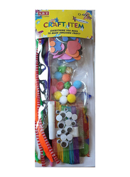 SBT Craft Item with Chenille Sticks, Pom Poms, Foam Shapes, Feathers, Popsticks, Googly Eyes & Sequins, Multicolour