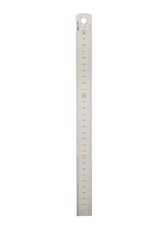 Deli 8463 Stainless Steel Ruler, 30cm, Silver