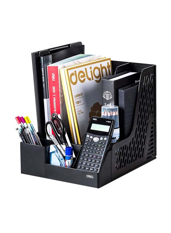 

Deli Magazine File Holder with Extra Storage Case, Black