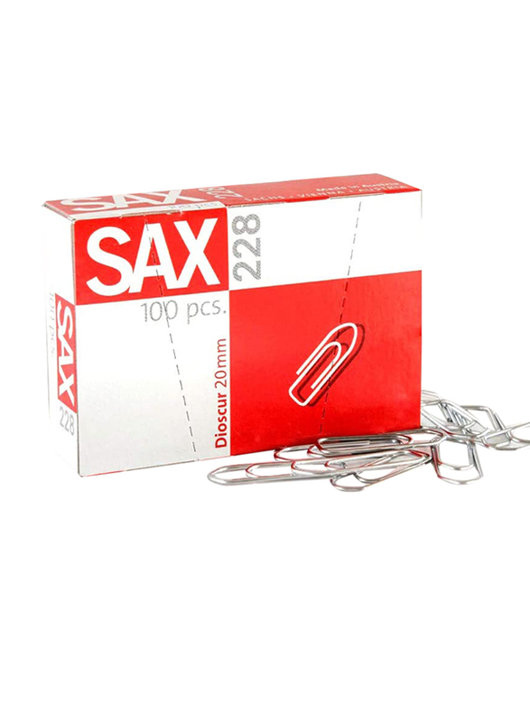 Sax 228 Paper Clip, 20mm, 100 Pieces, Silver