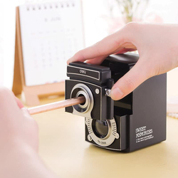 Deli Sweet Memories Retro Camera Manual Pencil Sharpener, Black