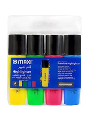 Maxi Super-Fluorescent Highlighter, 4 Pieces, Assorted Colours