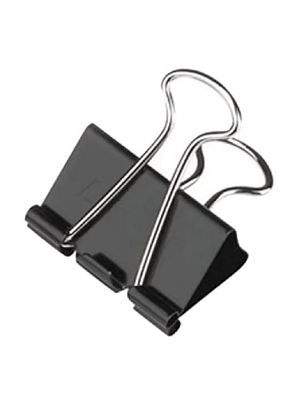 Foldable Metal Binder Clip Set, 51mm, 12 Pieces, Black