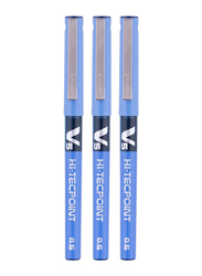 Pilot 3-Piece V5 Liquid Ink Rollerball Pen Set, 0.5mm, Blue